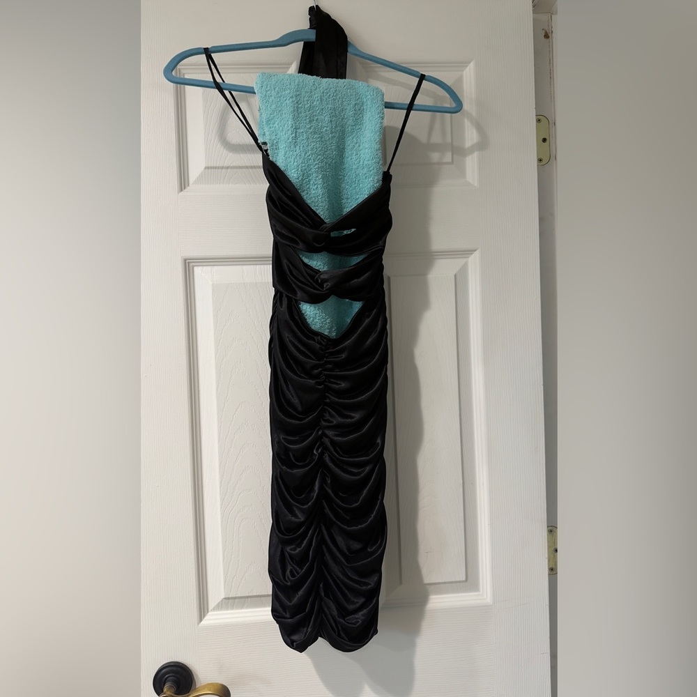 Ruby Rox Elegant Black Ruched Backless Dress - image 2